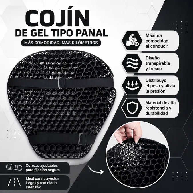 AirGel Pro™ | Cojín de Gel Siliconado para Moto