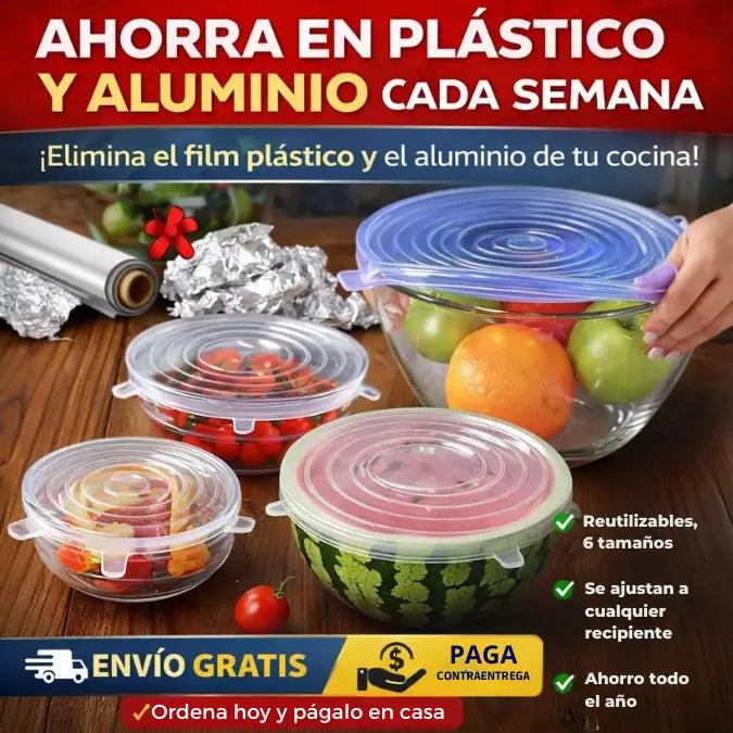 Tapa-Todo™ | Tapas de silicona selladoras de alimentos (Pack x6)