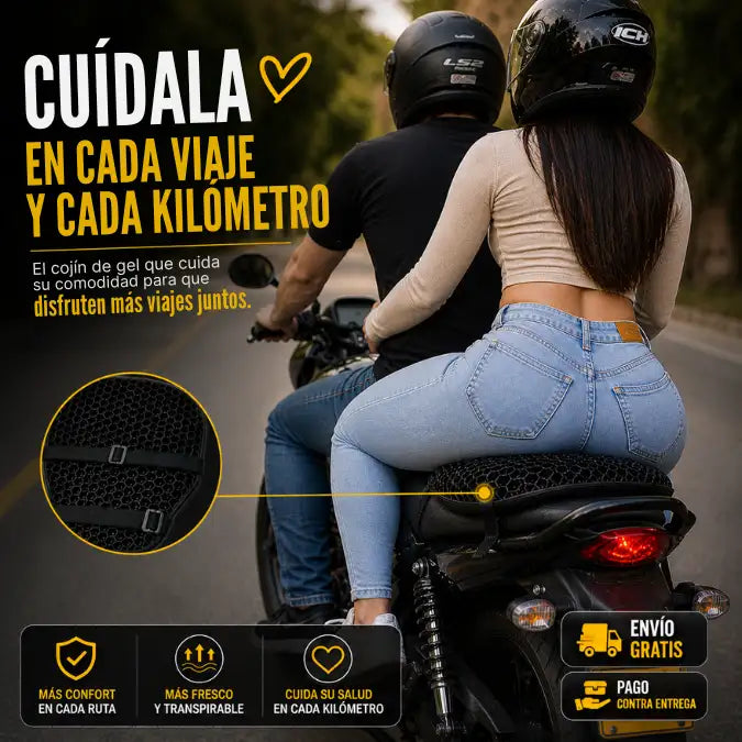 AirGel Pro™ | Cojín de Gel Siliconado para Moto