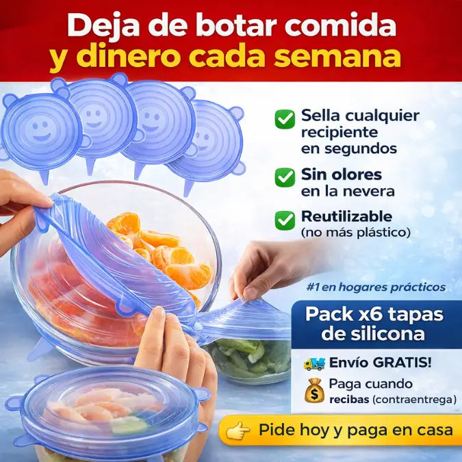 Tapa-Todo™ | Tapas de silicona selladoras de alimentos (Pack x6)