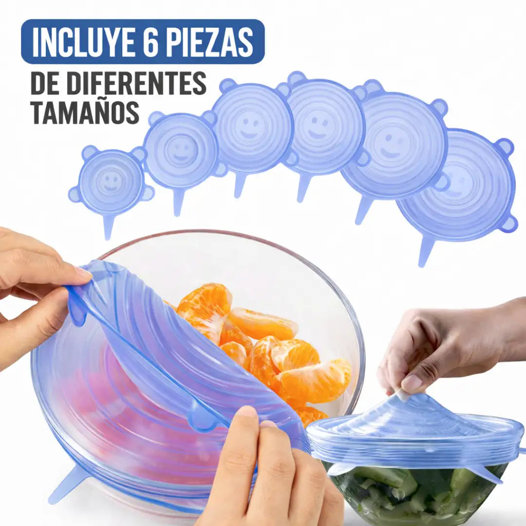 Tapa-Todo™ | Tapas de silicona selladoras de alimentos (Pack x6)